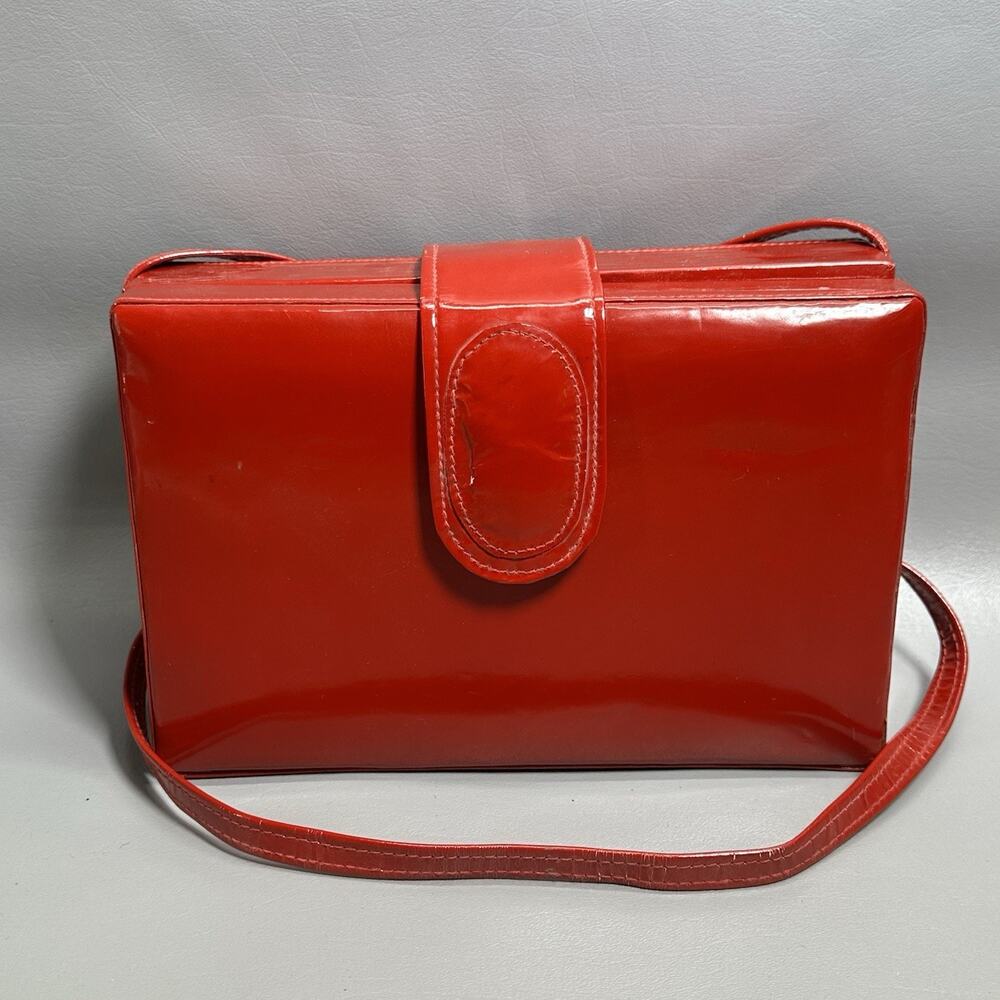 Vtg Jacaranda Crossbody Handbag Women M Rectangle Red Patent Leather Purse Bag